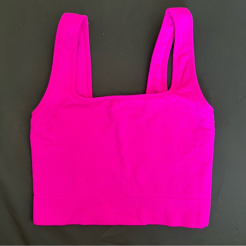 All in Motion M Medium Women’s Square-Neck Crop Bralette Bra  - Hot Pink